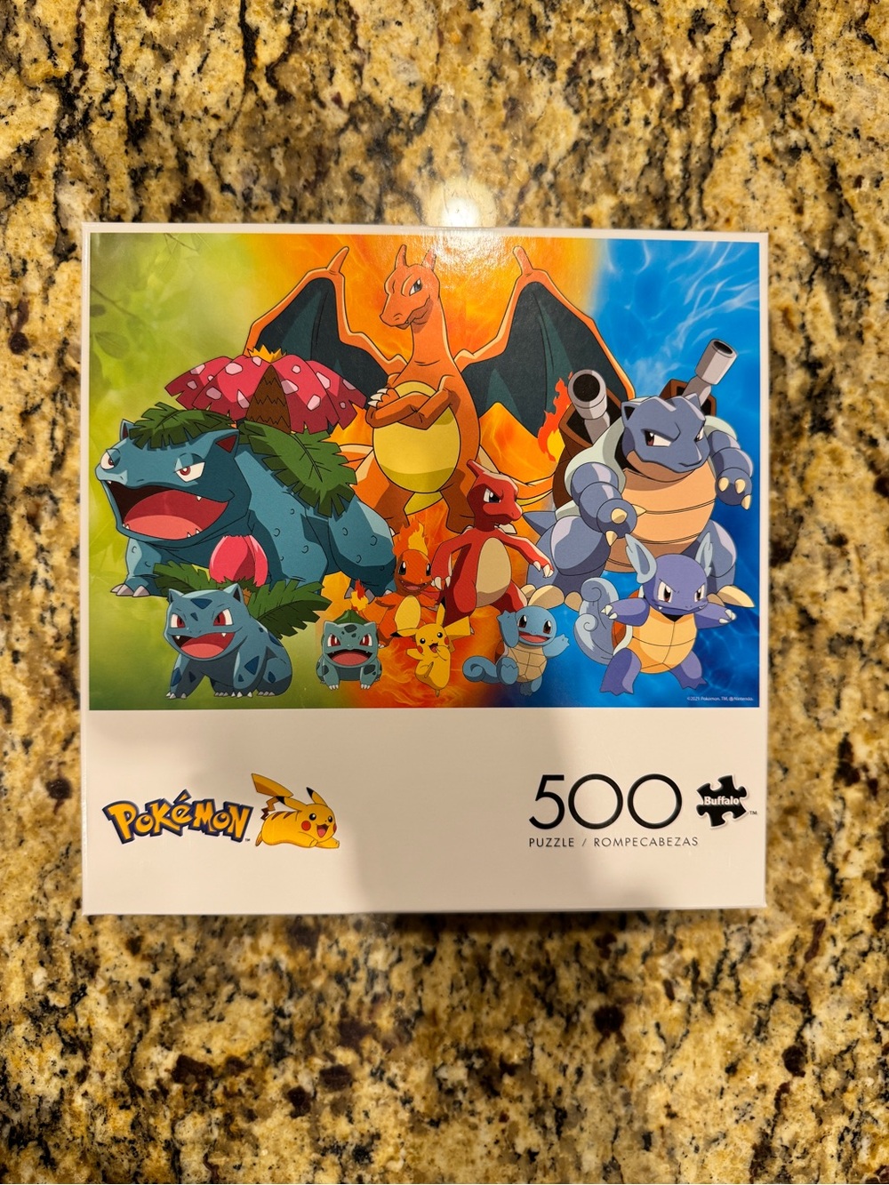 Pokemon Puzzle Featuring Green, Orange, Blue Starter Evolutions - 500pc